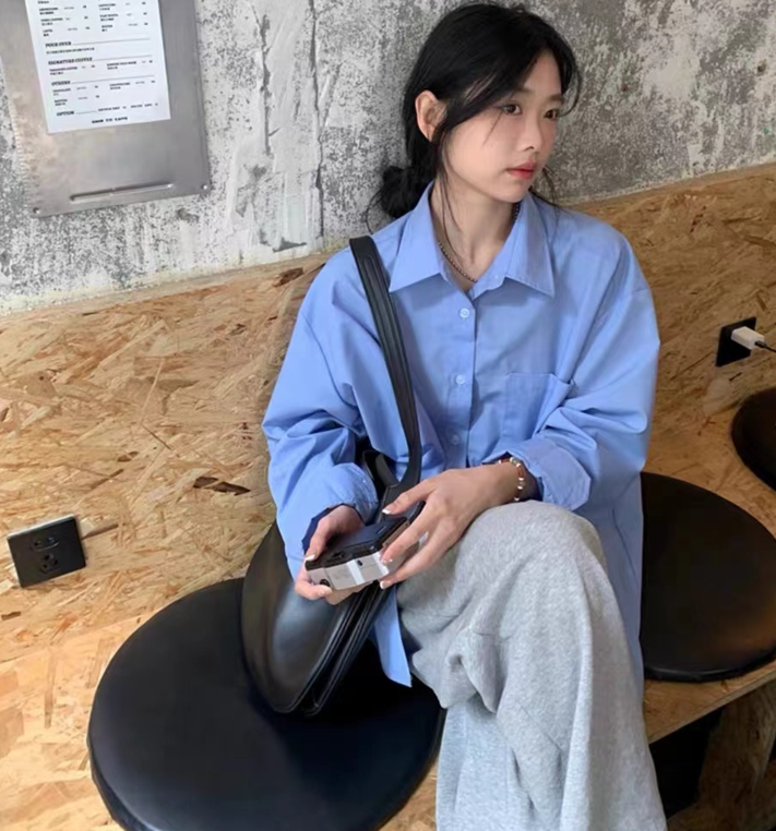 2026 가을 의상 빅 사이즈 여성 의류 자외선 차단 파란색 셔츠 맨위 고급 센스 출퇴근 다용도 셔츠 m-4xl200 근