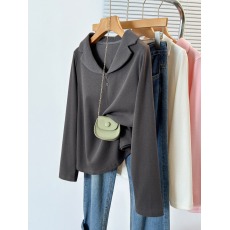 批发实拍2026春装新款胖mm大码女百搭显瘦别致半开领正肩长袖T恤