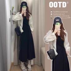 批发2026早春大码女装设计感韩款连衣裙防晒<b class='q'>衬衫</b>两件套装