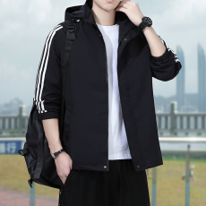 批发新款实拍春秋潮男三条杠时尚简约百搭休闲夹克外套情侣装