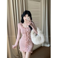 批发甜美蕾<b class='q'>丝</b>花边连衣裙女秋冬纯欲风修身显瘦抹胸打底包臀短裙