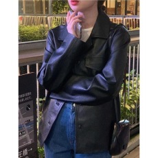 批发有货韩国 chic 休闲翻领口袋<b class='q'>皮衣</b>外套