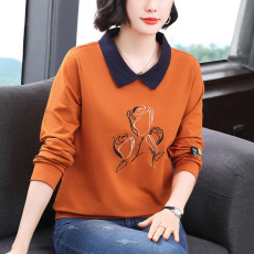 批发<b class='q'>妈妈装</b>2026秋季新款长袖女高级感卫衣小众设计宽松紫色拼接上衣女