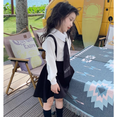 批发<b class='q'>女童</b>春<b class='q'>秋</b>学院风套装韩版儿童中大童时髦洋气长袖衬衫<b class='q'>背带裙</b>两件套