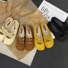 批发平底复古玛丽珍鞋女鞋2024春<b class='q'>秋</b>新款圆头浅口蝴蝶结温柔风单鞋