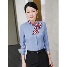 批发空姐蝴蝶结衬衫女长袖酒店前台餐饮服务员<b class='q'>珠宝</b>店美容院工作服衬衣