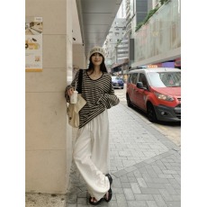 批发满天星 已出货 罗纹 条纹防晒<b class='q'>罩衫</b>慵懒风V领宽松薄款上衣