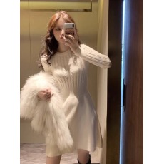 批发韩国麻花长袖针织毛衣连衣裙女秋冬收腰显瘦小个子打底裙内搭短裙