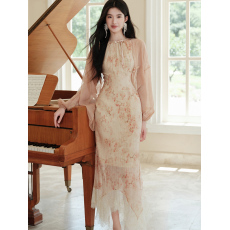 批发温柔国风瘦瘦高<b class='q'>不规则</b>削肩0蕾丝拼接吊带连衣裙小<b class='q'>开衫</b>套装