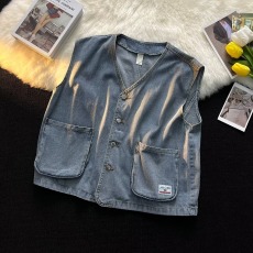 批发牛仔马甲男个性潮流无袖坎肩外套百搭<b class='q'>夏</b>季外穿oversize背心工装潮