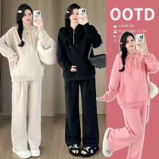 批发实拍2026早春秋新款孕妇套装时尚宽松连帽卫衣阔腿裤两件套套装