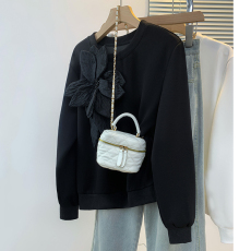 批发实拍大码女装显瘦减龄时尚重工艺韩版甜美宽松型圆领长袖卫衣秋冬