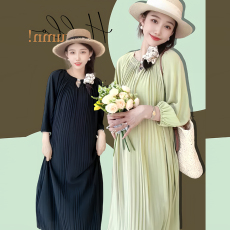 批发2026<b class='q'>孕妇</b><b class='q'>春季</b>超级<b class='q'>显瘦</b>遮肉仙女裙春秋压褶气质<b class='q'>孕妇</b><b class='q'>显瘦</b>连衣裙