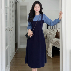 批发实拍2024秋冬洋气大码针织毛衣打底<b class='q'>连衣裙</b>