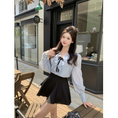 批发荷叶边蓝色<b class='q'>衬衫</b>半身裙两件套女春<b class='q'>装</b>2026年新款高级感气质法式套<b class='q'>装</b>