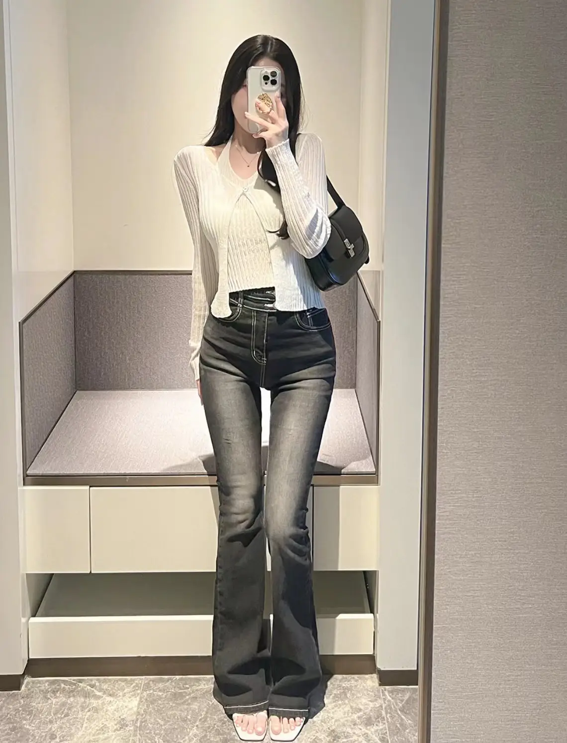 프랑스풍 레트로 V넥 홀터 민소매 니트 가디건 상세 이미지 8