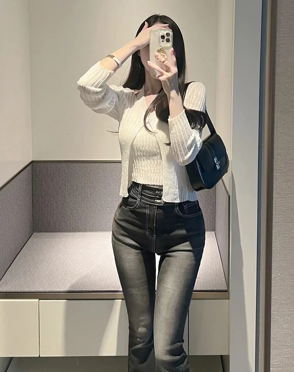프랑스풍 레트로 V넥 홀터 민소매 니트 가디건 상세 이미지 10