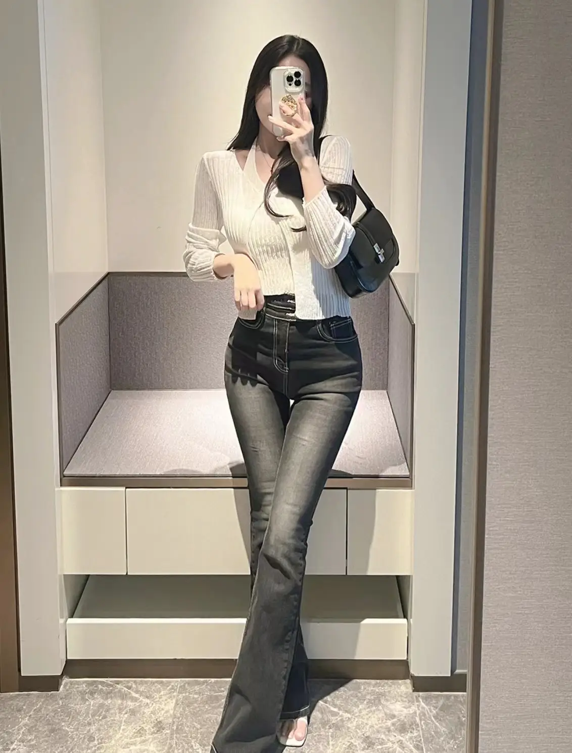 프랑스풍 레트로 V넥 홀터 민소매 니트 가디건 상세 이미지 11