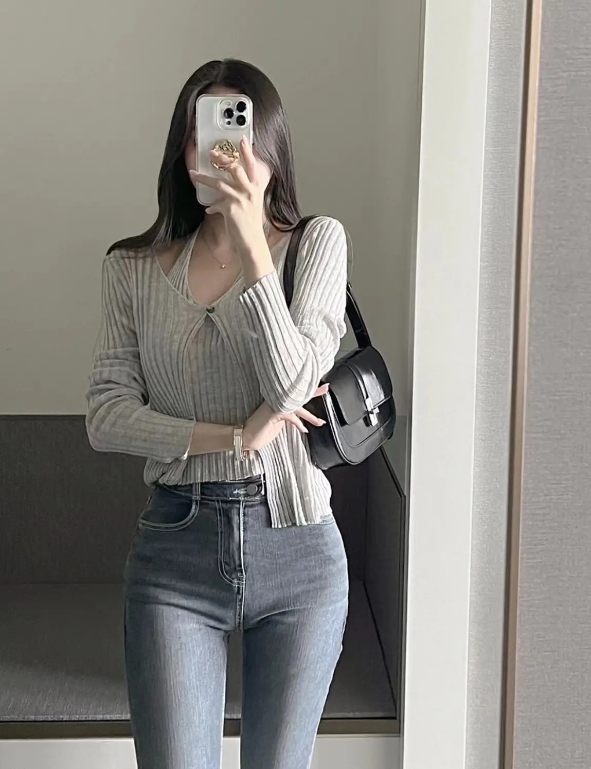프랑스풍 레트로 V넥 홀터 민소매 니트 가디건 상세 이미지 20