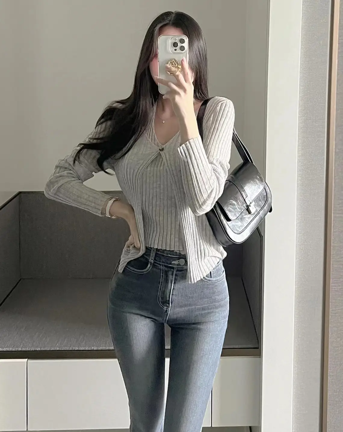 프랑스풍 레트로 V넥 홀터 민소매 니트 가디건 상세 이미지 22