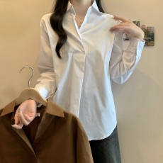 批发实拍2026早春日韩大码女装气质纽扣宽松长袖衬衫上衣