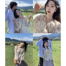 批发EIA一尧新中式国风致风<b class='q'>信</b>子文艺松弛温柔上衣+半裙气质舒适穿搭