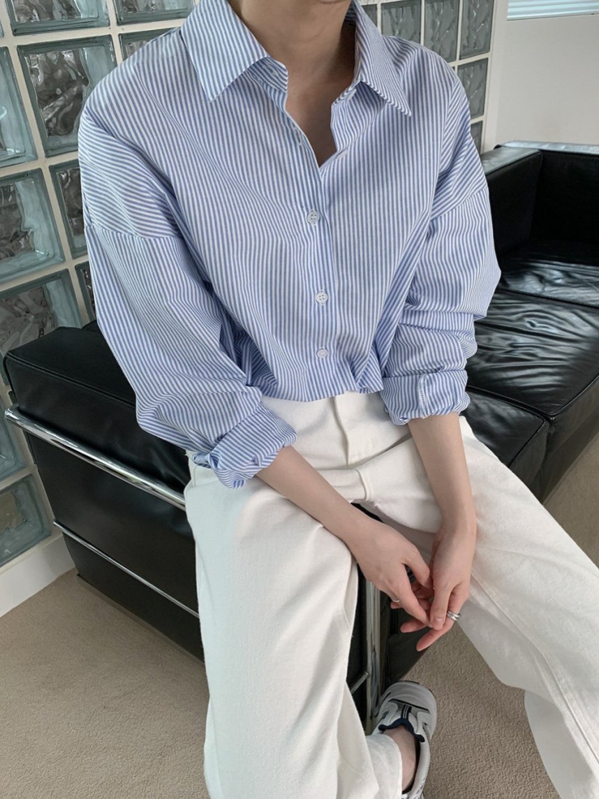 尺寸已更新 有货 韩国chic 法式经典条纹宽松百搭衬衣