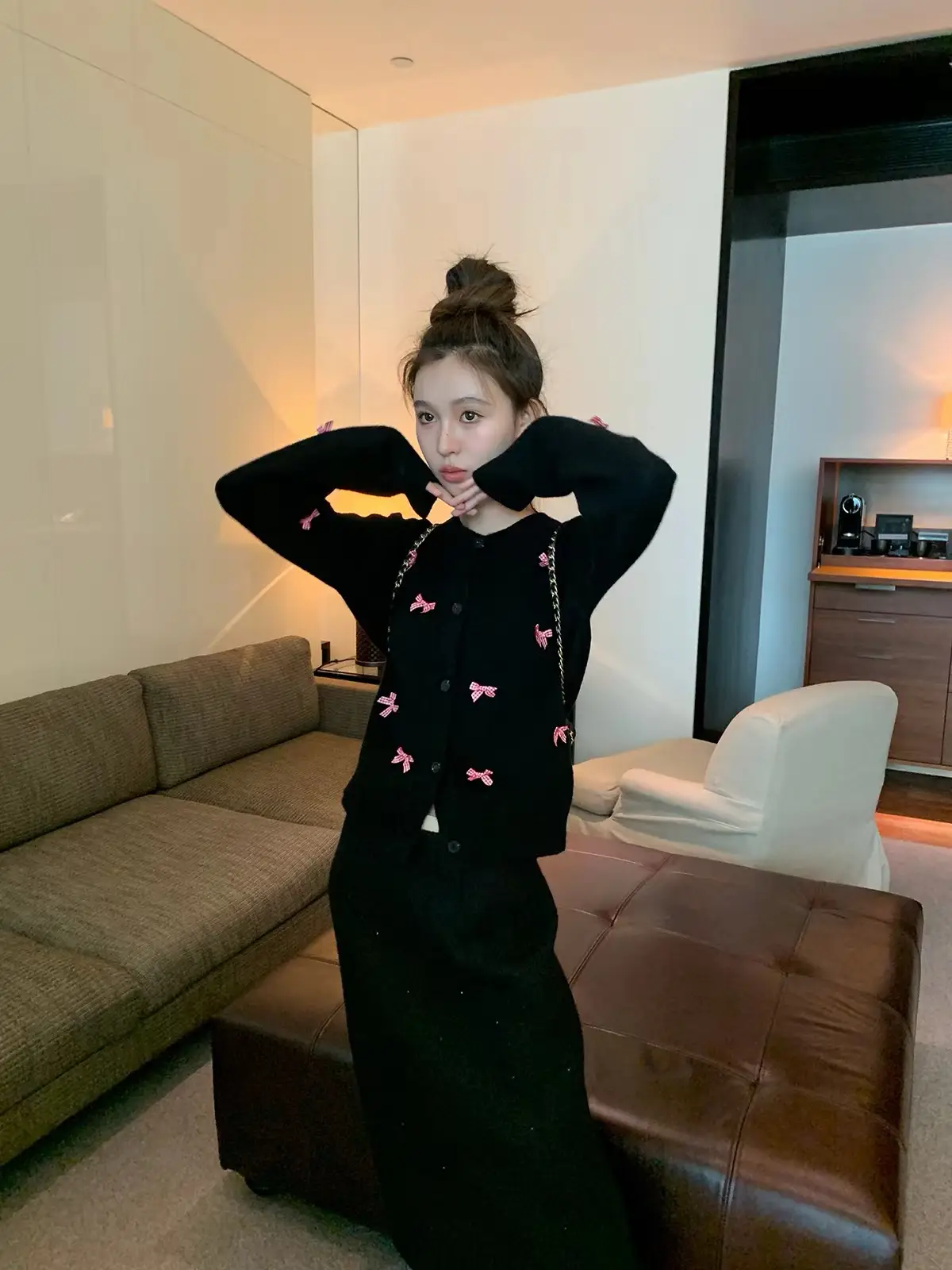 나비 리본 울 니트 카디건 상세 이미지 4