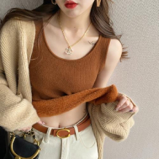 批发抖音天猫品质针织背心女内搭西装白色打底加绒吊带遮副乳保暖上衣