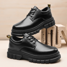 批发秋季新款黑色<b class='q'>商务</b>工作休闲男士小皮鞋厚底增高正装圆头英伦风男鞋