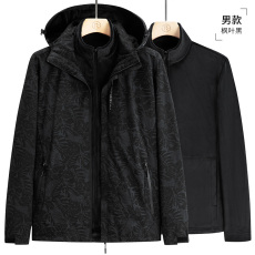 批发高品质冬季新款潮牌时尚百搭休闲宽松防水枫叶情侣装三合一冲锋衣