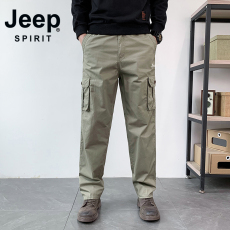 批发<b class='q'>Jeep</b>2024秋冬新款潮流工装男裤纯棉宽松直筒多口袋户外休闲裤长裤