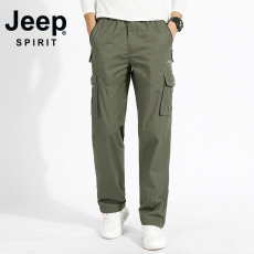 批发<b class='q'>Jeep</b>秋冬2024新款宽松直筒工装裤纯棉大码多口袋男士休闲户外长裤