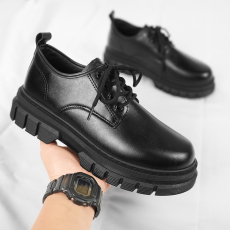 批发秋季新款黑色男士小皮鞋日常<b class='q'>商务</b>工作厚底增高正装系带皮鞋男鞋