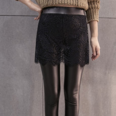 批发2024秋冬新款大码高腰加绒哑光亮皮弹力保暖踩脚皮裤小脚女裤女