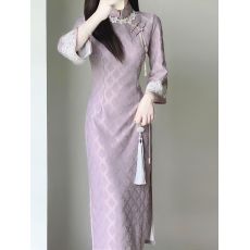 批发新中式<b class='q'>旗袍</b>2025春季新款改良蕾丝年轻款少女气质优雅百搭<b class='q'>连衣裙</b>