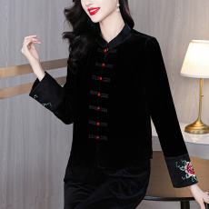 批发<b class='q'>真丝</b>绒<b class='q'>上衣</b>新款高端外套 桑蚕丝秋冬国风新中式金丝绒<b class='q'>真丝</b>丝绒