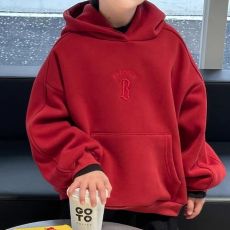 批发纯棉华棉2024<b class='q'>新款</b>秋冬款男女童连帽加绒加厚上衣长袖休闲百搭卫衣