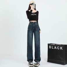 批发大码牛仔裤夏季<b class='q'>欧美</b>高街cleanfit复古微喇潮牌直筒宽松痞帅阔腿