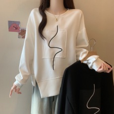 批发不规则卫衣女款2025爆款春秋大码胖mm欧货独特别致上衣长袖打底衫