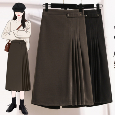 批发<b class='q'>实拍</b>秋冬款<b class='q'>大码</b>毛呢半身裙胖MM显瘦高腰中长款百搭百搭开叉a字裙