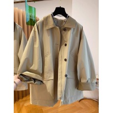 批发卡其色中长款工装风衣女春秋季新款大码<b class='q'>胖</b><b class='q'>mm</b>高级流行好看复古外套