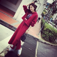 批发春装<b class='q'>新款</b>女装韩版长袖长裙子套装春秋中长款连衣裙两件套