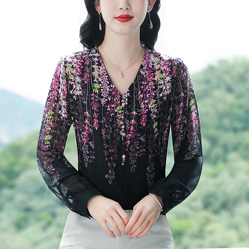 PF20260#新高端印花时尚上衣女百搭设计感气质轻奢高级衬衫女女裝貨源服裝批發