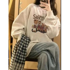 批发足码加绒原版外贸新款韩版小众休闲卫衣女ins慵懒风设计感百搭款