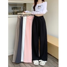 批发实拍 <b class='q'>西装</b>包边  春季<b class='q'>西装</b>休闲阔腿长裤女装高腰宽松直筒裤子