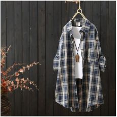 批发中长款格子衬衫女2026年秋季新品百<b class='q'>搭</b><b class='q'>长袖</b>衬衣休闲<b class='q'>开衫</b>薄外套上衣