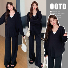 2026早春新款孕妇装休闲洋气假两件套装时尚显瘦懒人穿搭套装