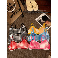 批发实拍实价<b class='q'>夏</b>季蕾丝边格子内衣女小胸聚拢外扩型无钢圈上托文胸罩薄