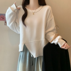 批发大码女装2025秋季新款韩系宽松卫衣胖mm遮肚子显瘦不规则时尚上衣